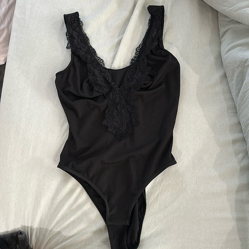 Black bodysuit with lace